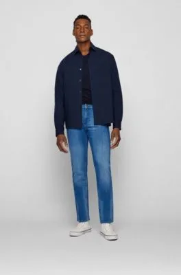 Slim-fit jeans in blue Italian cashmere-touch denim