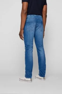 Slim-fit jeans in blue Italian cashmere-touch denim