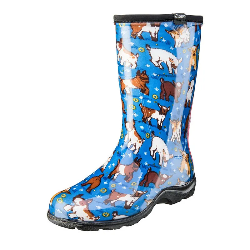 Sloggers Women's Rain & Garden Boot - Sky Blue Goats