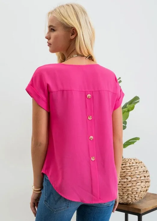 Split Neck Button Back Tops - 3 colors!