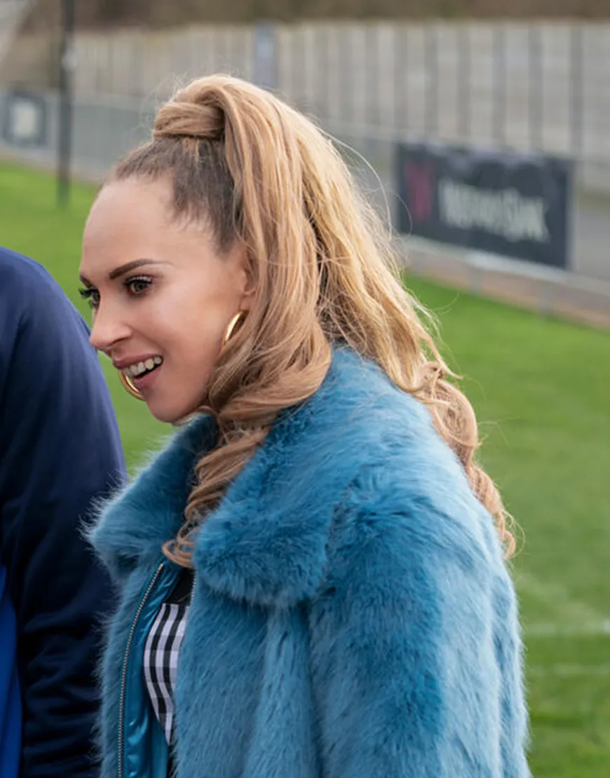 Ted Lasso S02 Juno Temple Blue Fur Jacket | Keeley Jones Blue Fur Coat