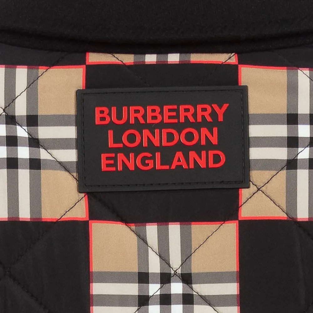 Teen Black Check Logo Coat