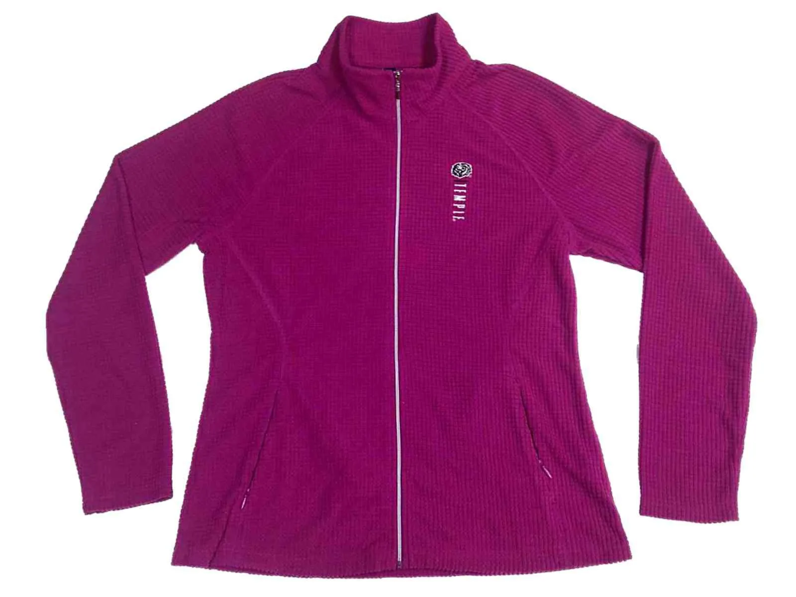 Temple Owls Gear for Sports Women Magenta Waffled Full Zip Up Jacket (M)