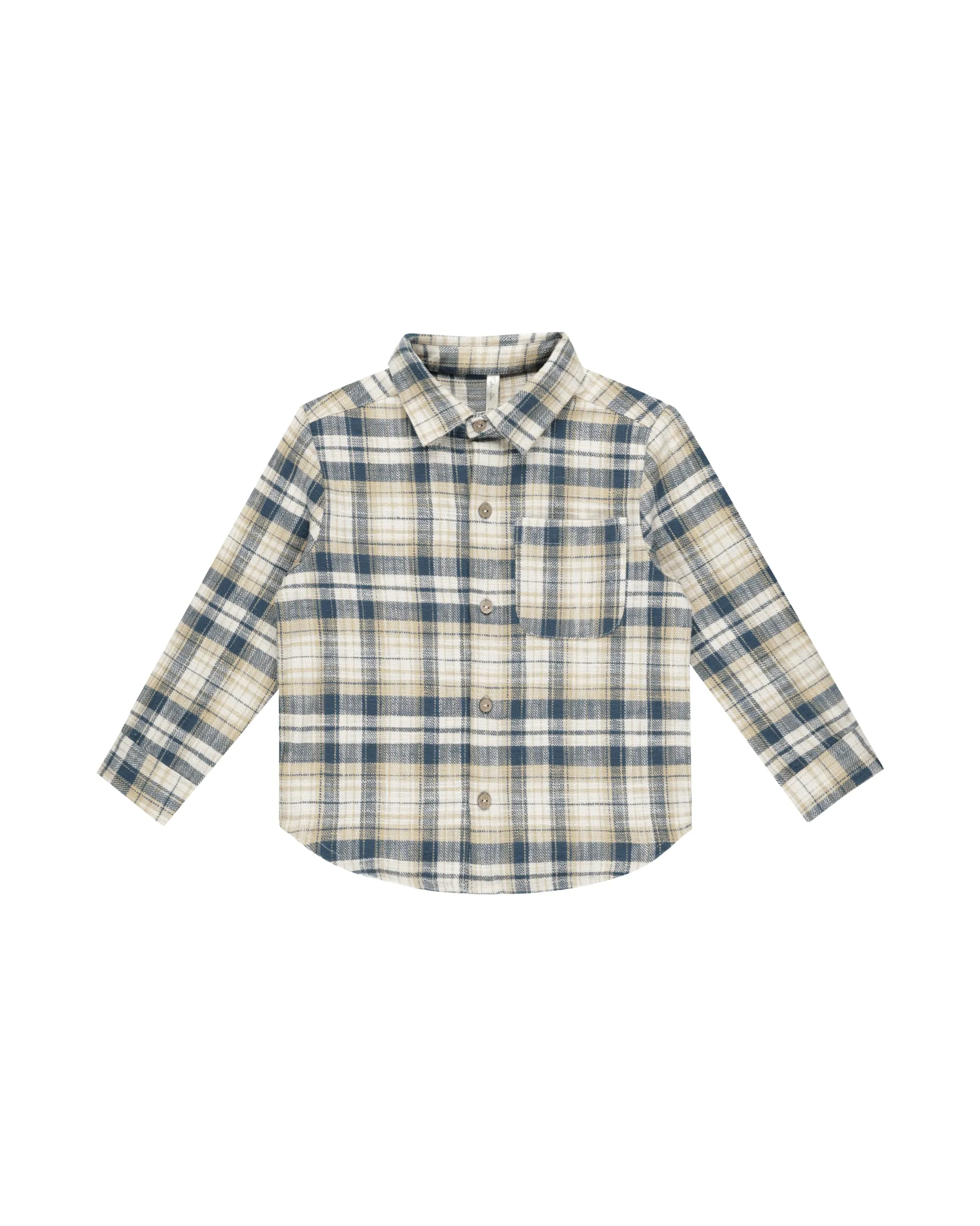 The Collared Long Sleeve Shirt by Rylee + Cru - Indigo Plaid - KIDS