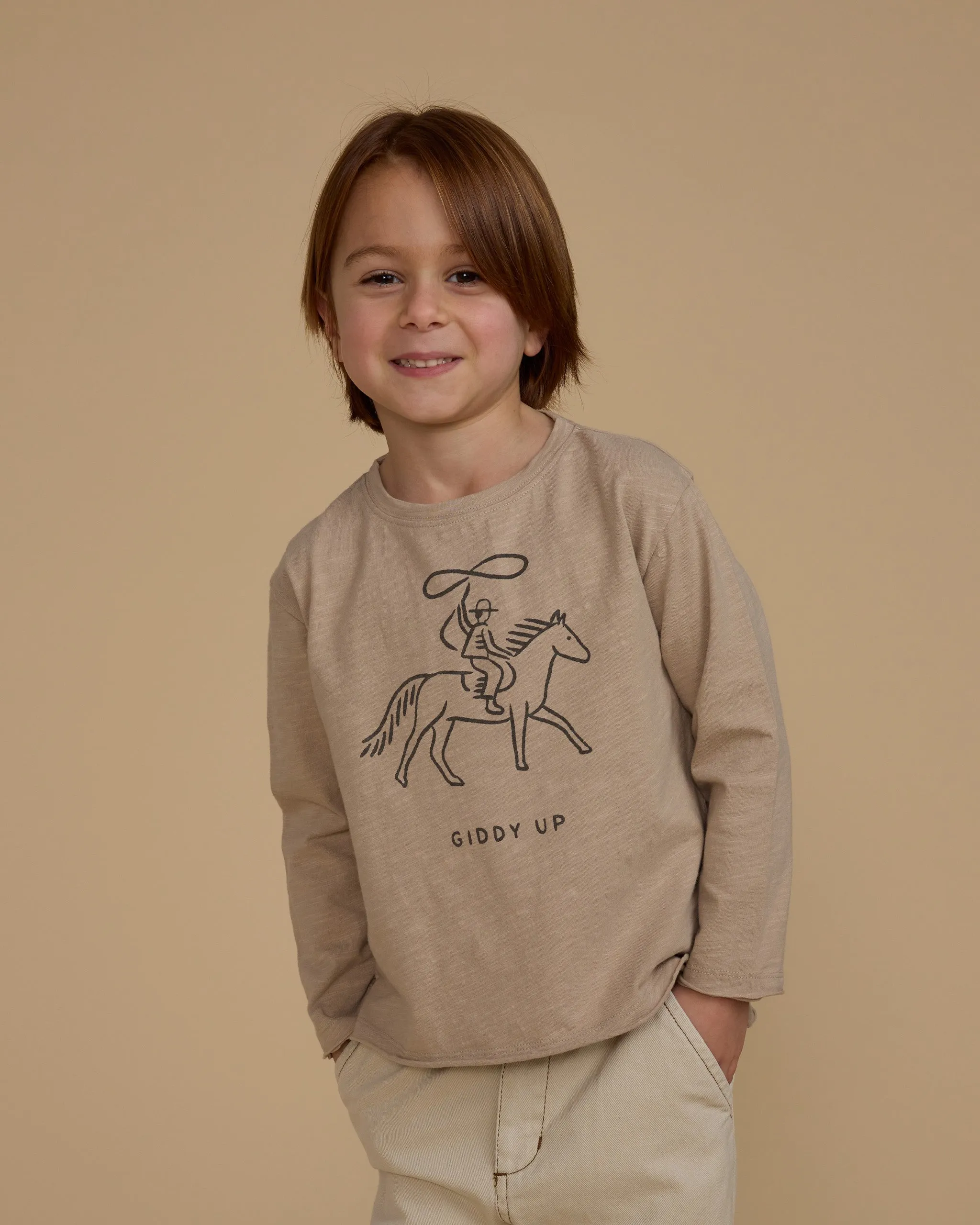 The Raw Edge Long Sleeve Tee by Rylee + Cru - Giddy Up - KIDS