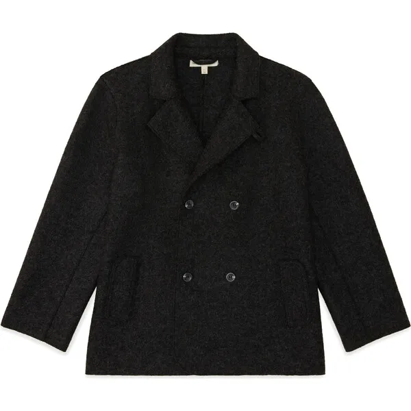 The Sunday Collective Alpaca Wool Double-Breasted Blazer Coat, Charcoal