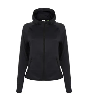 Tombo Teamsport Womens/Ladies Lightweight Running Hoodie With Reflective Tape (Black) - UTRW4790