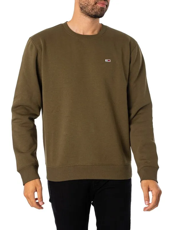 Tommy Jeans Regular Fleece Sweatshirt - Drab Olive Green