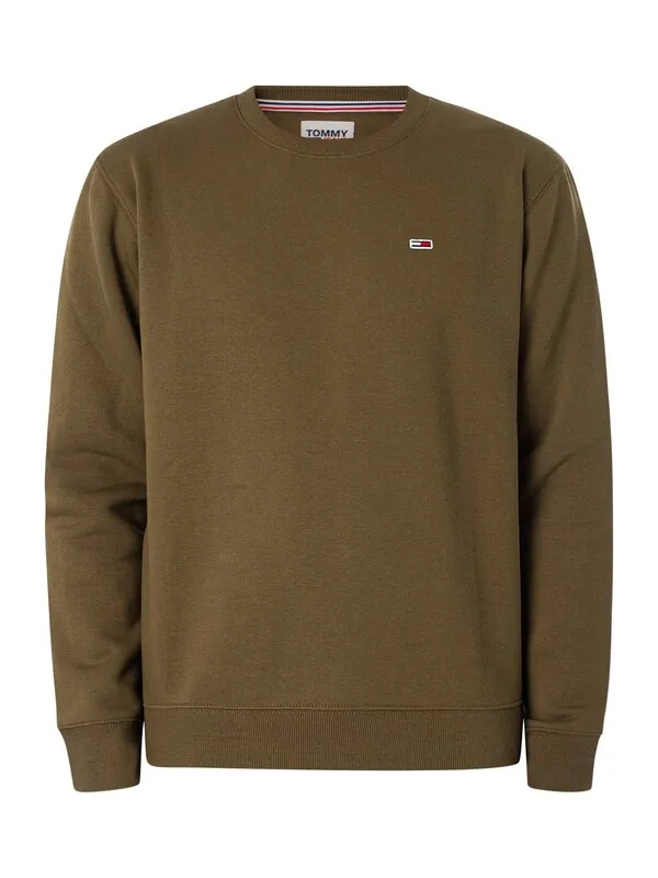 Tommy Jeans Regular Fleece Sweatshirt - Drab Olive Green