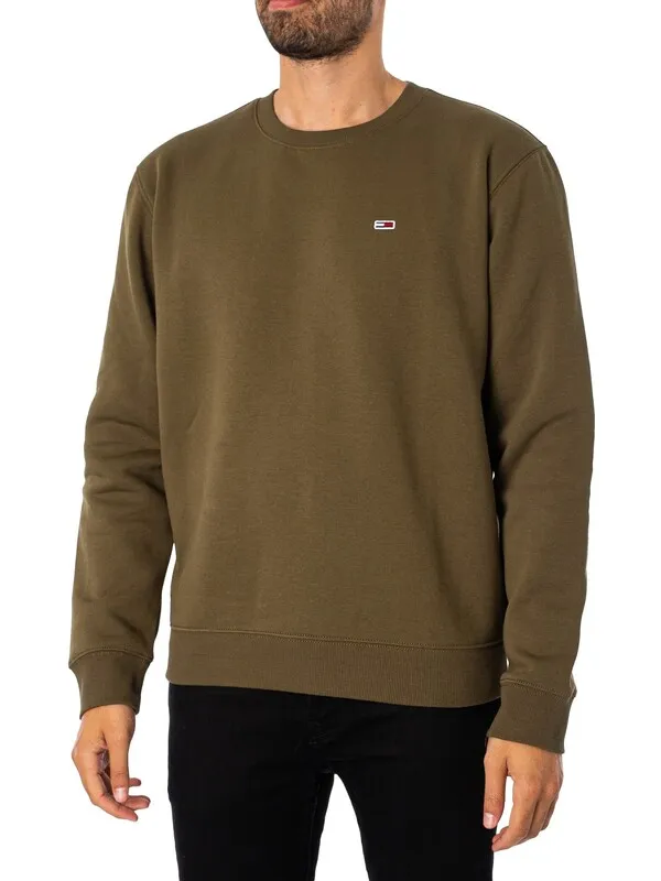 Tommy Jeans Regular Fleece Sweatshirt - Drab Olive Green