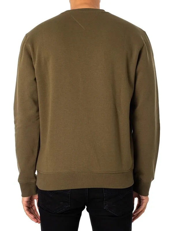 Tommy Jeans Regular Fleece Sweatshirt - Drab Olive Green