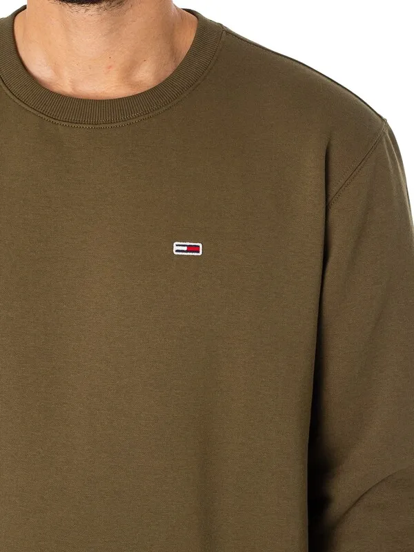 Tommy Jeans Regular Fleece Sweatshirt - Drab Olive Green