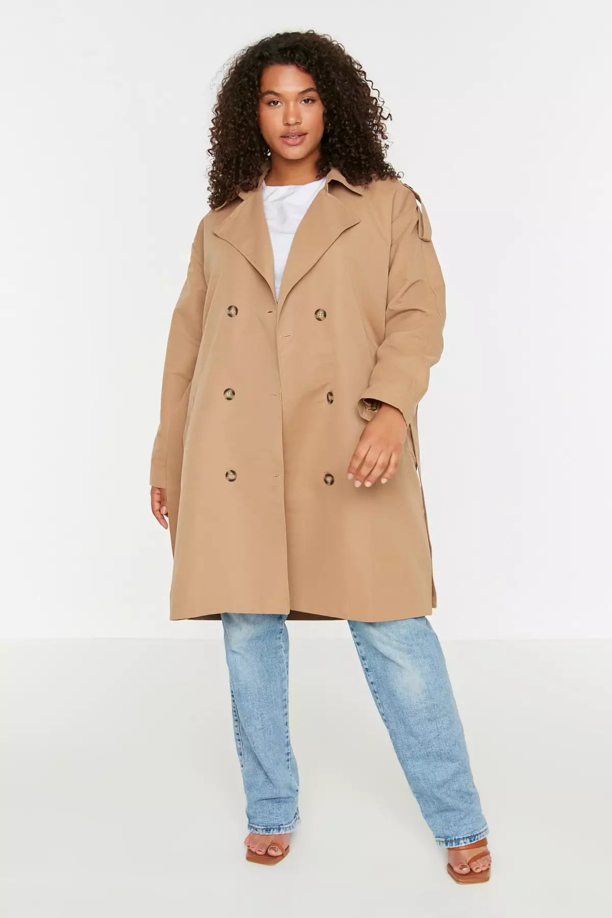 Trendyol Plus Size Trench Coat