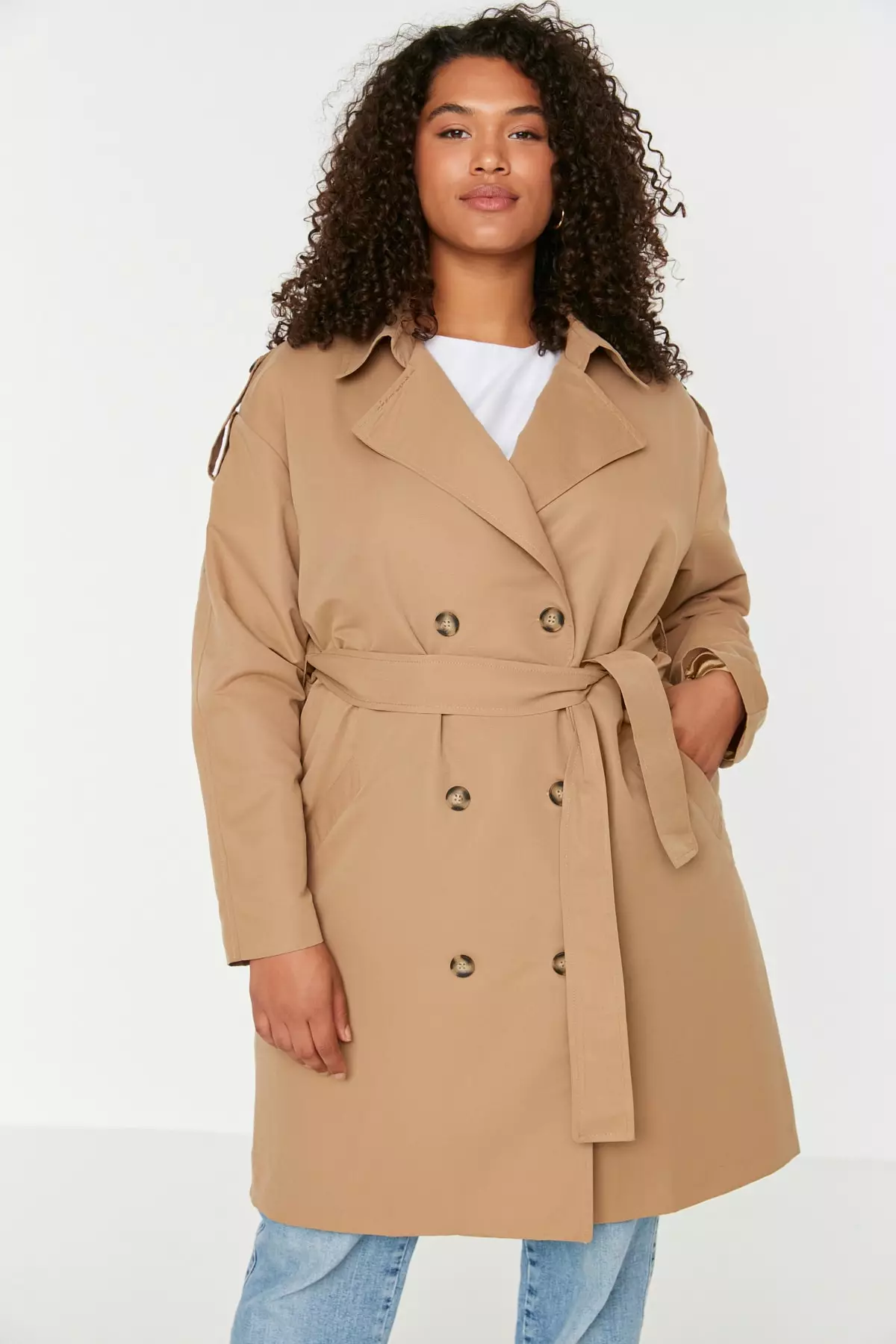 Trendyol Plus Size Trench Coat