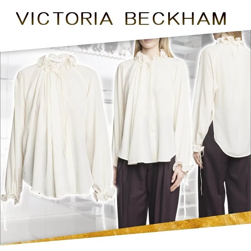 Victoria Beckham  |Casual Style Silk Long Sleeves Plain Party Style