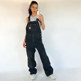 Vintage Black Carhartt Carpenter Dungarees Trousers Pants Jeans (34x32)