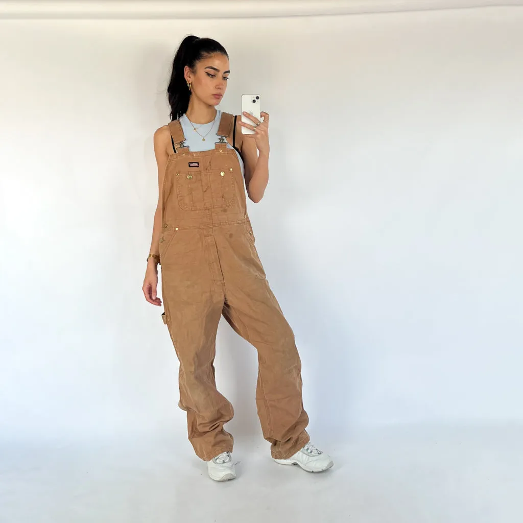 Vintage Brown Dickies Carpenter Dungarees Trousers Pants Jeans (32x32)