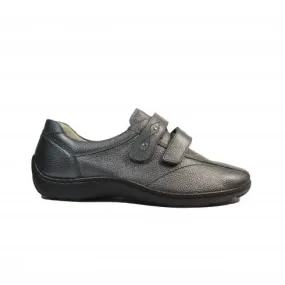 Waldlaufer Henni | 496301 172 011 | Anthracite Leather | Womens Rip Tape Casual Shoes