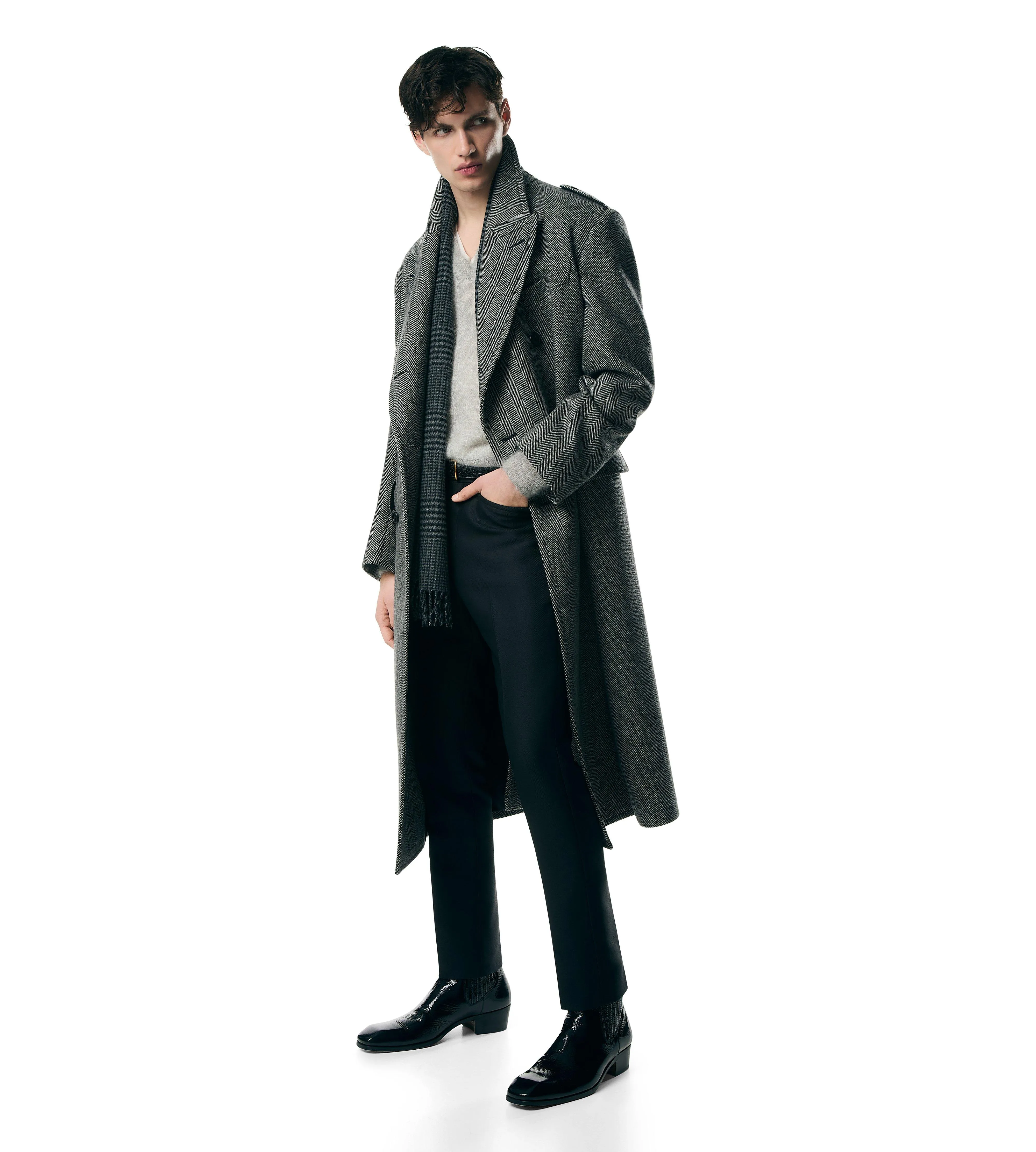 WIDE HERRINGBONE OFFICER COAT