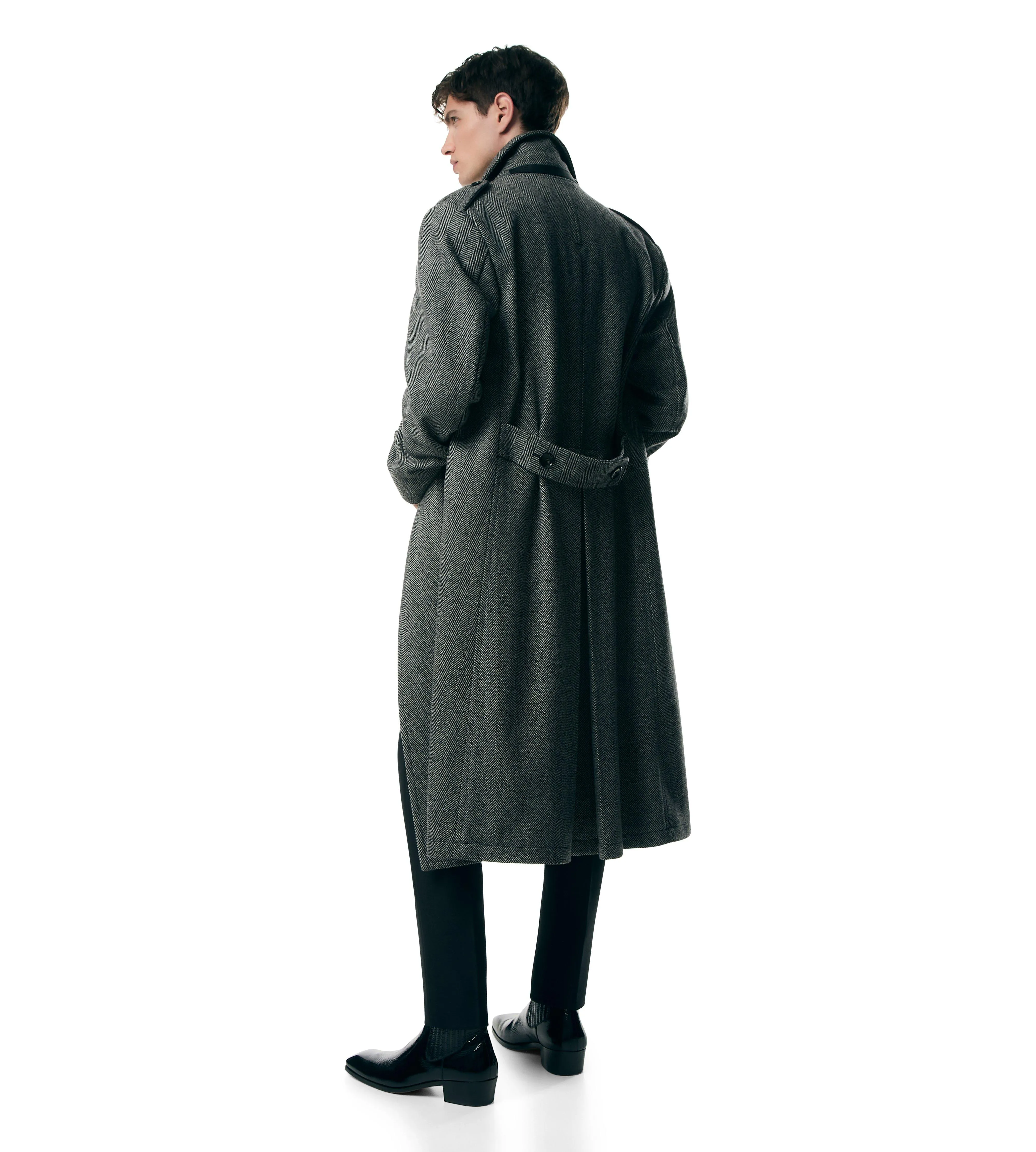 WIDE HERRINGBONE OFFICER COAT