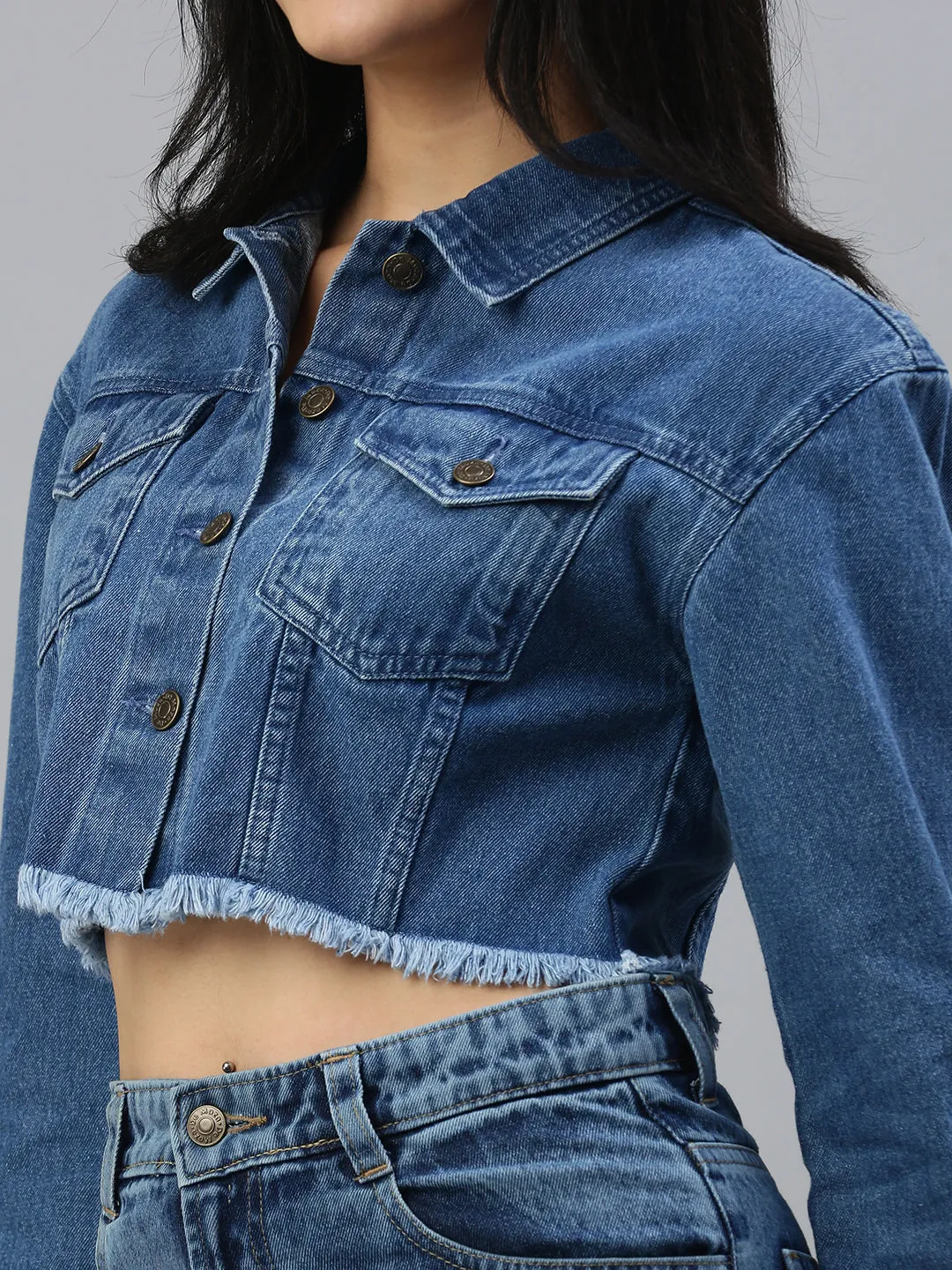 Women Denim Jacket Mid Blue