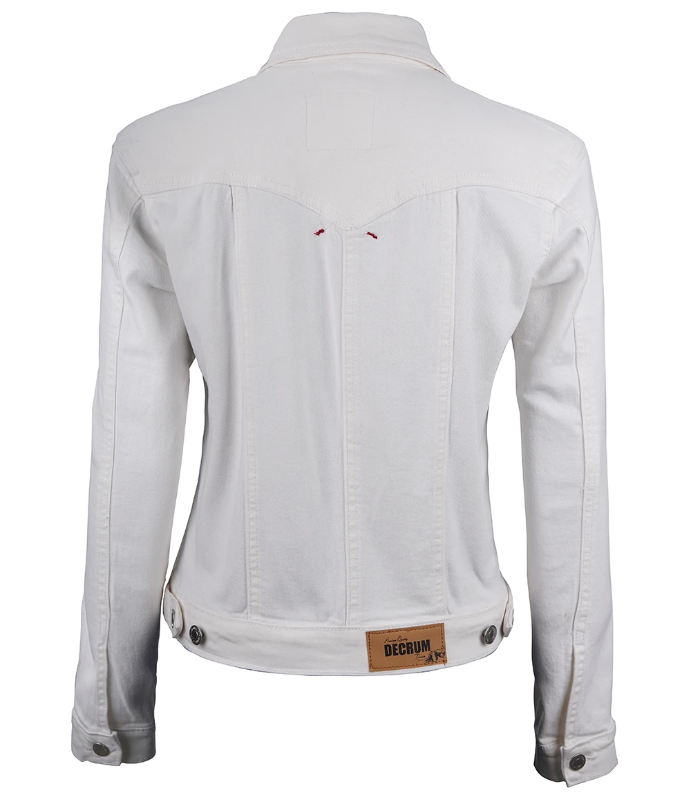 Women's Trucker Style White Denim Jacket