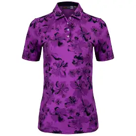 Womens Enya Printed Polo Foxglove/Atlanta Blue - SS24