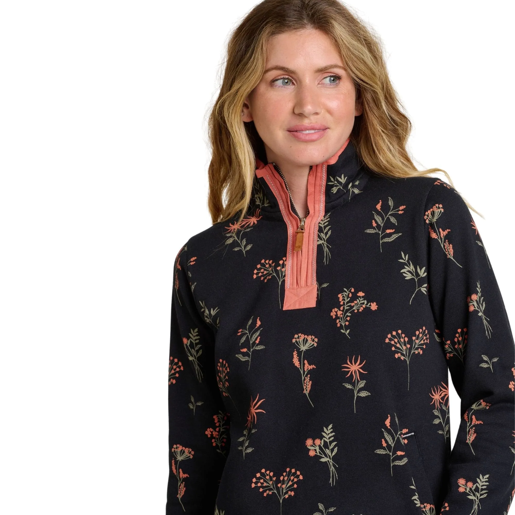 Womens Printed Quarter Zip Sweatshirt