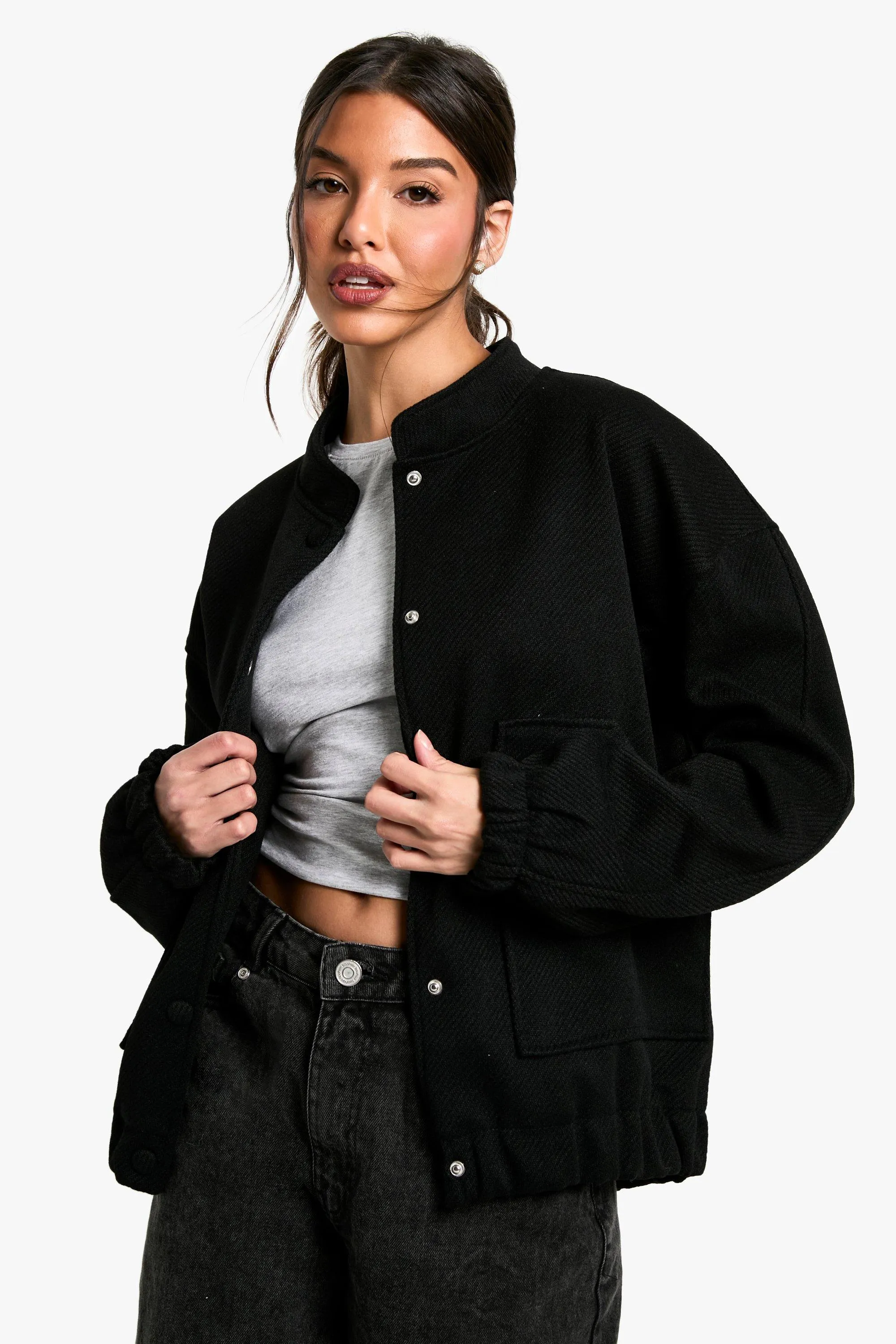 Wool Look Bomber Jacket